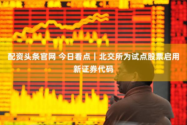 配资头条官网 今日看点｜北交所为试点股票启用新证券代码