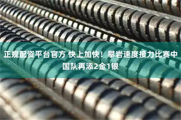 正规配资平台官方 快上加快！攀岩速度接力比赛中国队再添2金1银